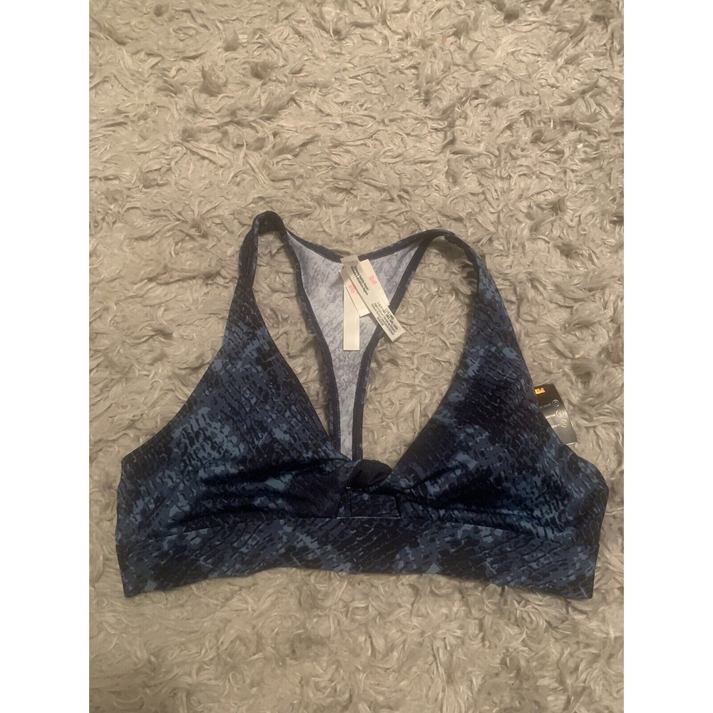 Victoria's Secret PINK Ultimate Twist Front Sports Bra Blue Snake Sz L NWT